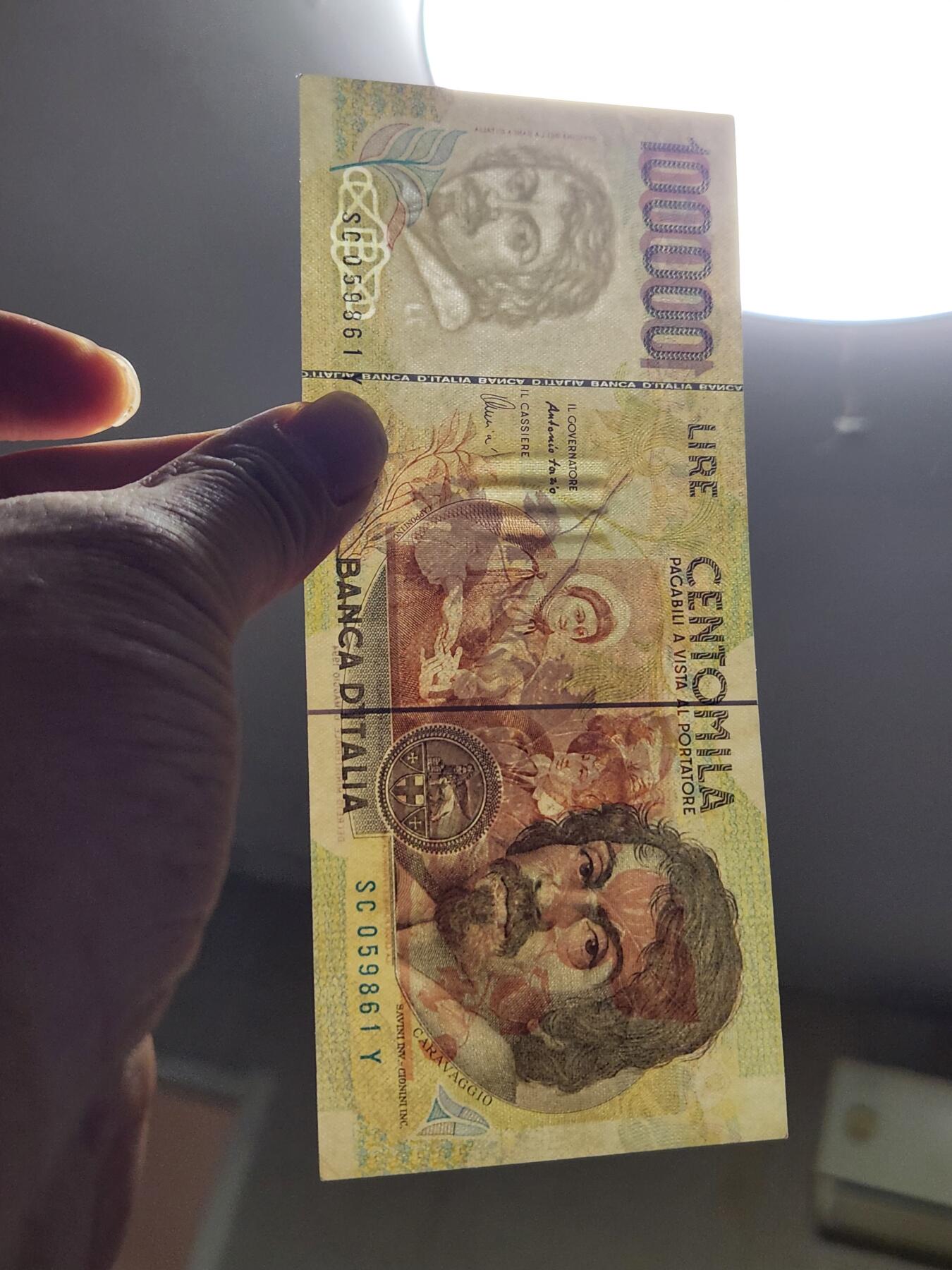 2月26号晚上8点 外国纸币自动截拍第31场 意大利 1994年 100000里拉 10万里拉 近新极美品