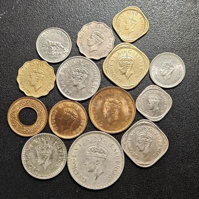 【德藏】世界币章拍卖第167期（拍品征集中~欢迎藏友联系） - 14枚一组 英属印度乔治六世时期流通硬币