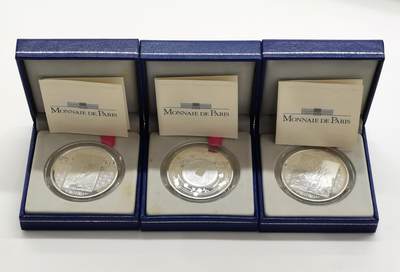 博洋堂世界钱币拍卖第162期（全场包邮） 法国2008年1.5欧元X3精制银币套 法日外交关系150周年 900银22.2克X3 共计66.6克 盒证全 发行量：5000