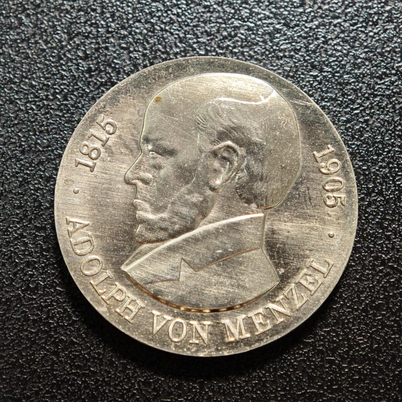 【德藏】世界币章拍卖第167期（拍品征集中~欢迎藏友联系） 1980年 东德画家阿道夫·冯·门泽尔逝世75周年5马克纪念镍币 直径约：29mm；重约：12.3g