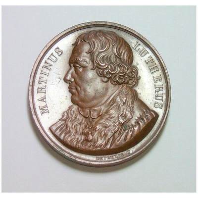 【旋风钱币】2月28日19:00准时开拍 精美欧洲币章、银币银章、第三帝国钱币等 全场包邮！ - 法国1821年 马丁路德高浮雕精制大铜章 光边 40MM