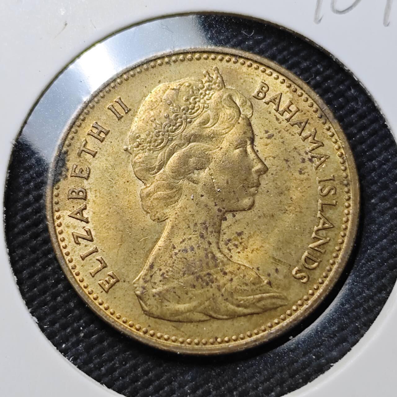 KK钱币收藏小铺  第396期  2月预留时间 周末发货  1969巴哈马1分铜币 