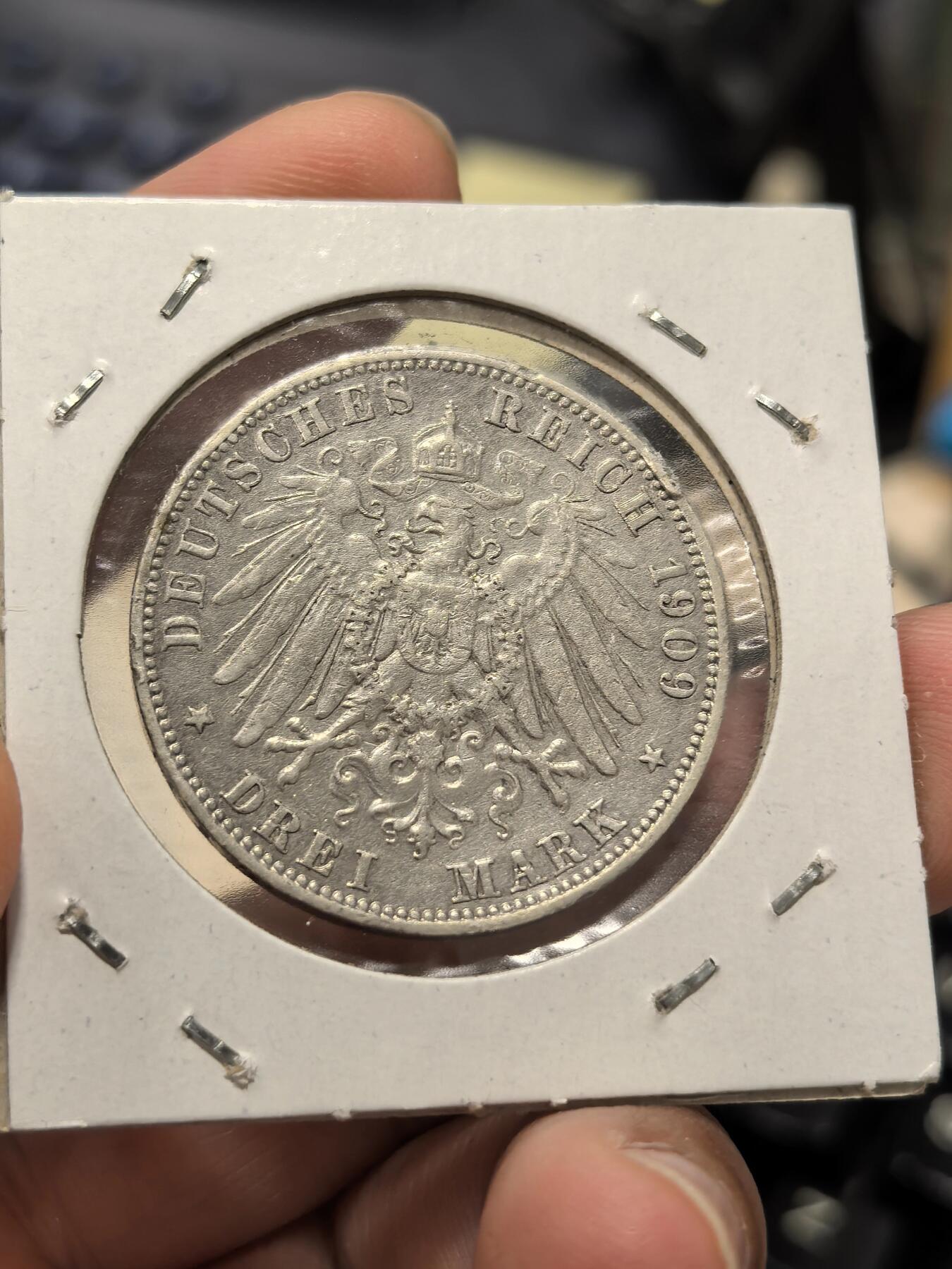 博洋堂世界钱币拍卖第162期（全场包邮） 德国萨克森1909年3马克银币