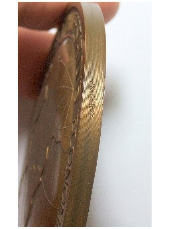 【旋风钱币】2月28日19:00准时开拍 精美欧洲币章、银币银章、第三帝国钱币等 全场包邮！ 【艺术】法国艺术大章1900年前后 女神头像+西半球地球仪 高浮雕精制超大铜章 78MM 181克