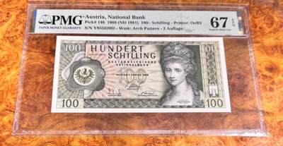 得物收藏 Chase Auction 第36期 - - 外钞、银元、民国钞和人民币混合场！（更新中） - 1969年奥地利100先令，PMG67！