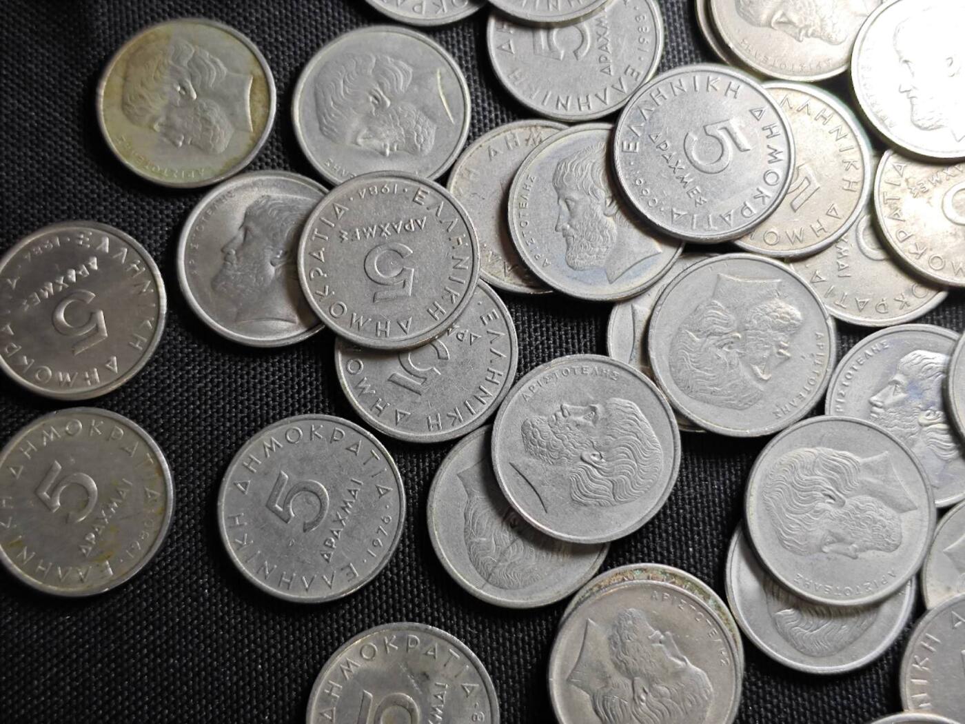 KK钱币收藏小铺   套币 批量/好品散币专场 2月预留时间 周末发货  希腊5德拉克马108枚一组