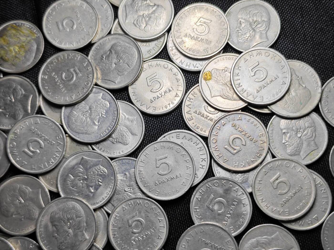 KK钱币收藏小铺   套币 批量/好品散币专场 2月预留时间 周末发货  希腊5德拉克马108枚一组