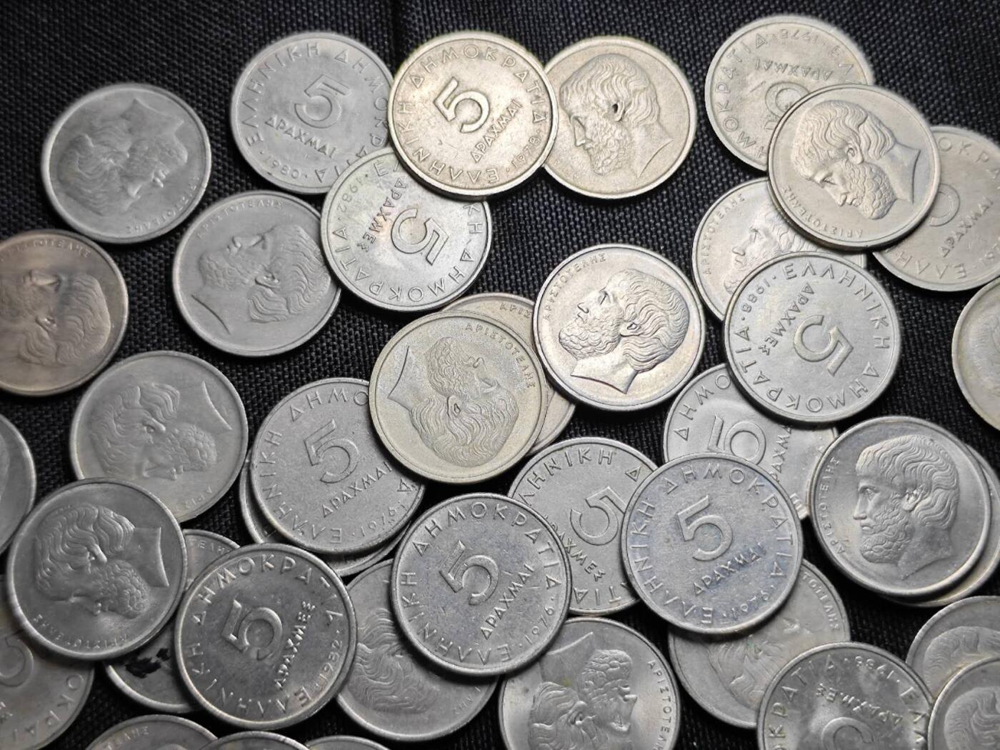 KK钱币收藏小铺   套币 批量/好品散币专场 2月预留时间 周末发货  希腊5德拉克马108枚一组