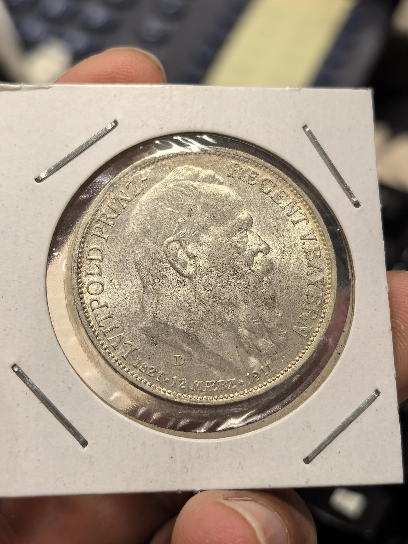 博洋堂世界钱币拍卖第162期（全场包邮） 德国巴伐利亚1911年摄政王90诞辰3马克银币