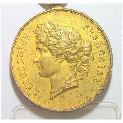 法国1893年 谷物女神高浮雕精制大镀金章 光边 45MM - 法国1893年 谷物女神高浮雕精制大镀金章 光边 45MM