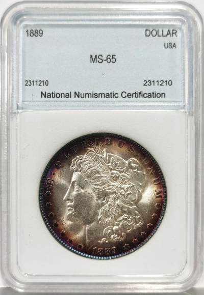 博洋堂世界钱币拍卖第162期（全场包邮） - NNC MS65 美国1889年摩根银币，极品炫彩包浆