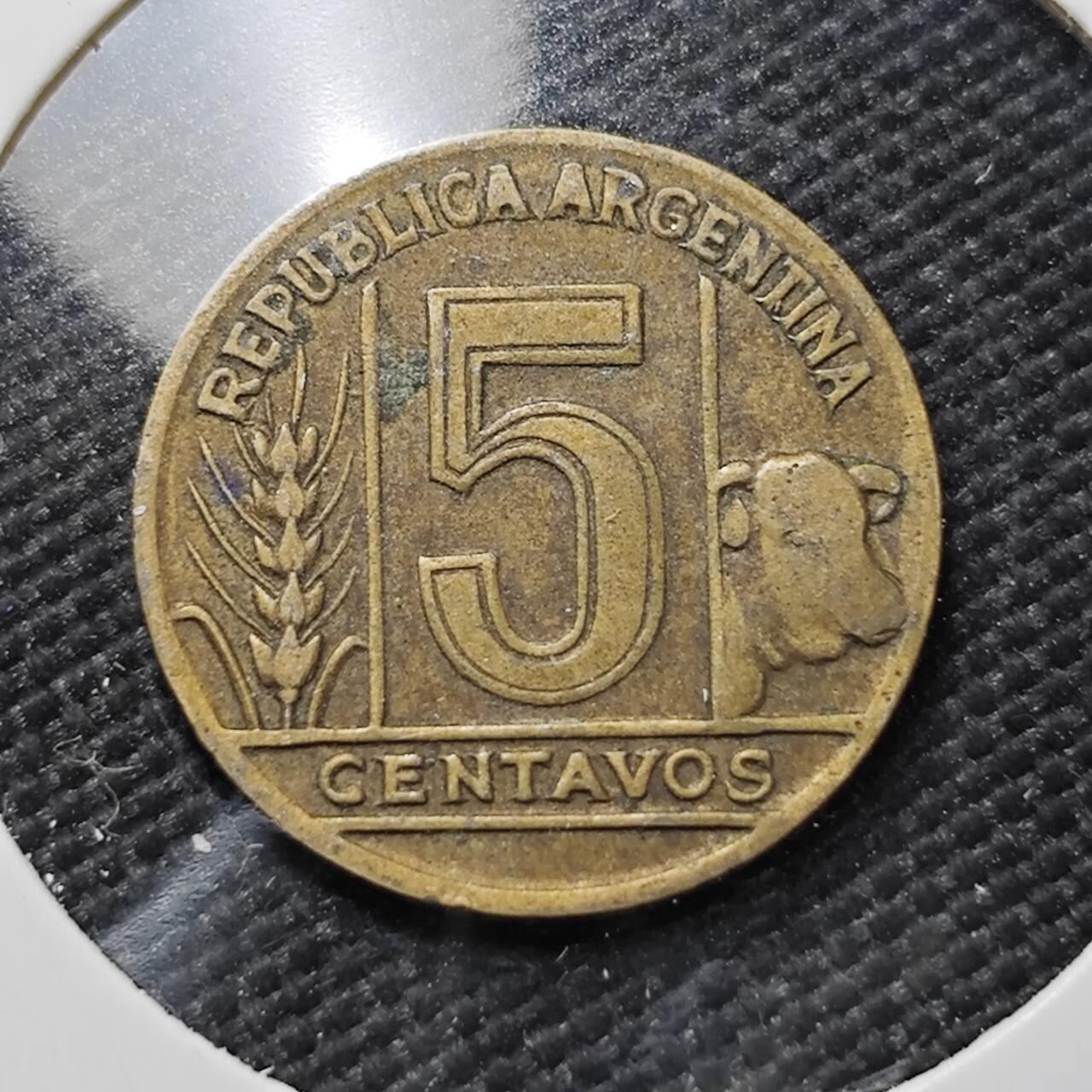 KK钱币收藏小铺  第396期  2月预留时间 周末发货 1958 阿根廷5分铜币