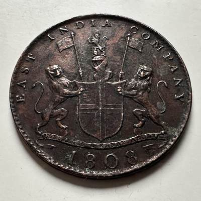 🌹外币初藏🌹🐯2026年第22场  每周二四六晚8️⃣点 接代拍 - 英属印度马德拉斯管辖区1808年东印度公司10Cash铜币 26mm