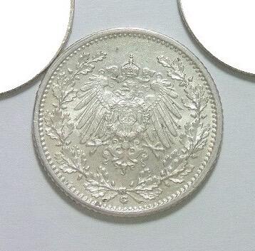 【旋风钱币】2月28日19:00准时开拍 精美欧洲币章、银币银章、第三帝国钱币等 全场包邮！ 【银】可评级 德国一战1917年G版1/2马克银币 开卷原光