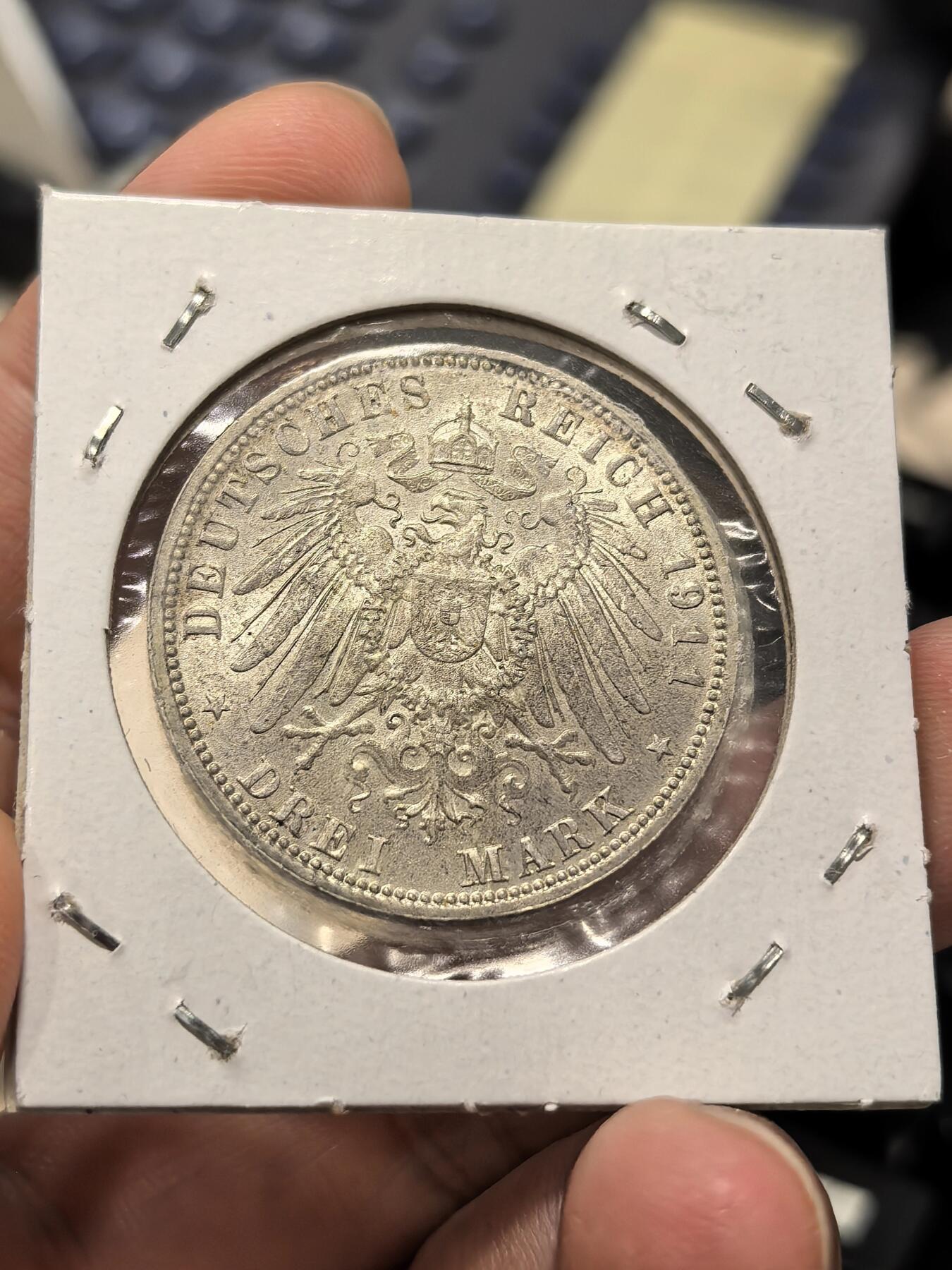 博洋堂世界钱币拍卖第162期（全场包邮） 德国巴伐利亚1911年摄政王90诞辰3马克银币