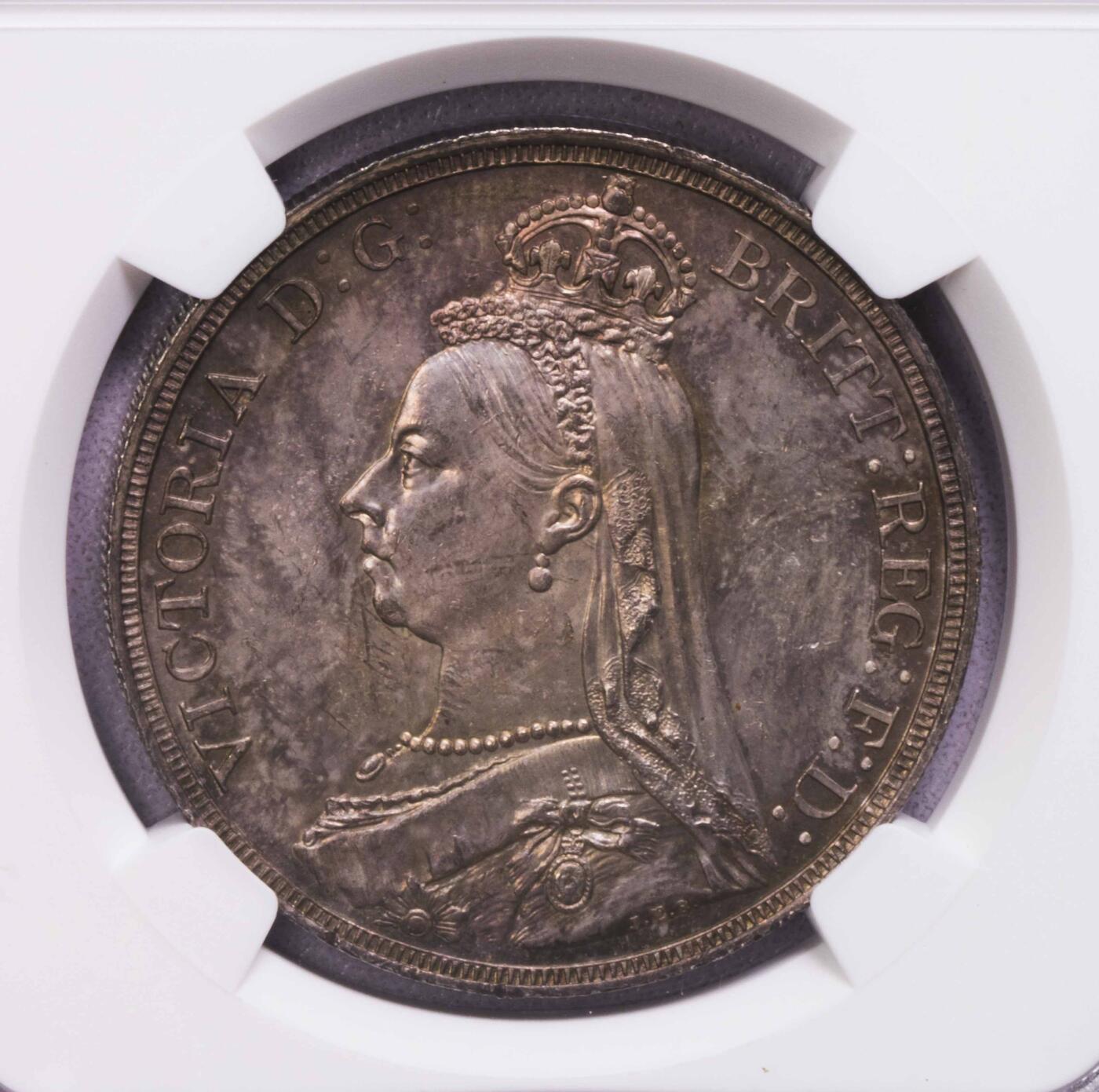 NGC-MS62 1887英国高冠克朗 五彩包浆