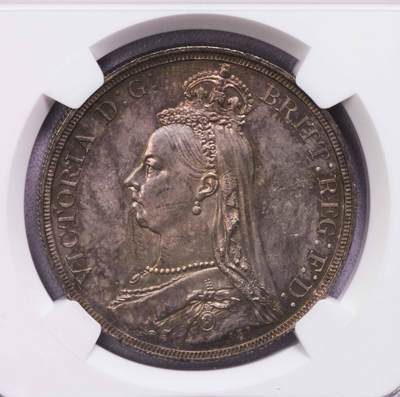 NGC-MS62 1887英国高冠克朗 五彩包浆 - NGC-MS62 1887英国高冠克朗 五彩包浆