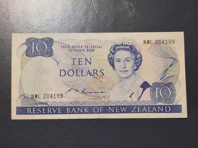 2月26号晚上8点 外国纸币自动截拍第31场 - 新西兰1985年 10元 S.T签名 原票