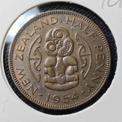 KK钱币收藏小铺  第396期  2月预留时间 周末发货 -  1954新西兰半便士铜币