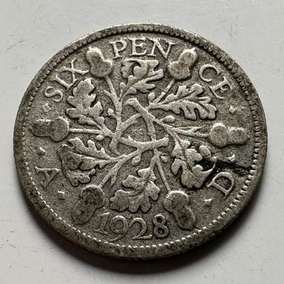 🌹外币初藏🌹🐯2026年第22场  每周二四六晚8️⃣点 接代拍 - 英国1928年六便士银币 2.8克50%银
