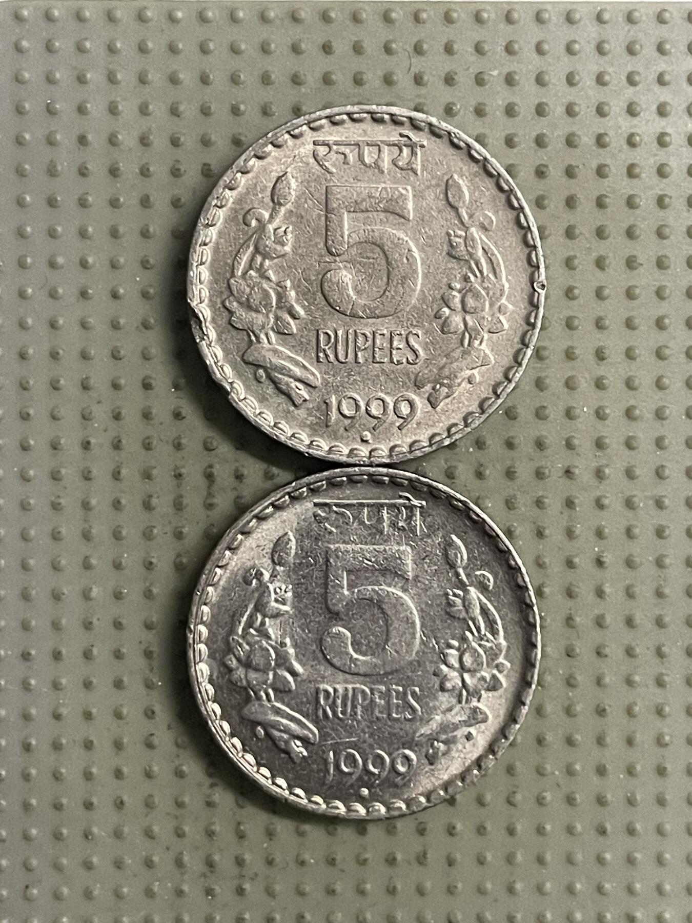 2026年第28场各国散币拍卖（总第178场） 印度1999年5卢比2枚