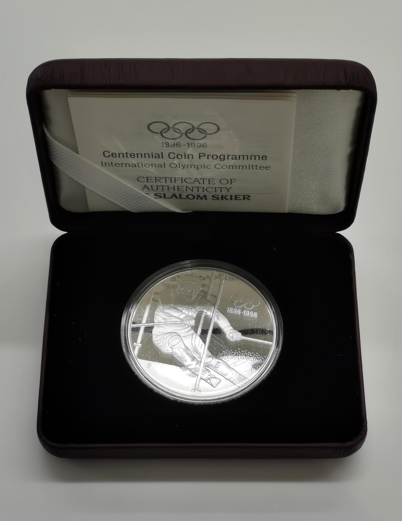 博洋堂世界钱币拍卖第162期（全场包邮） 奥地利1995年200先令精制银币 奥运百年-冬季奥运会 33.63克925银 盒证全