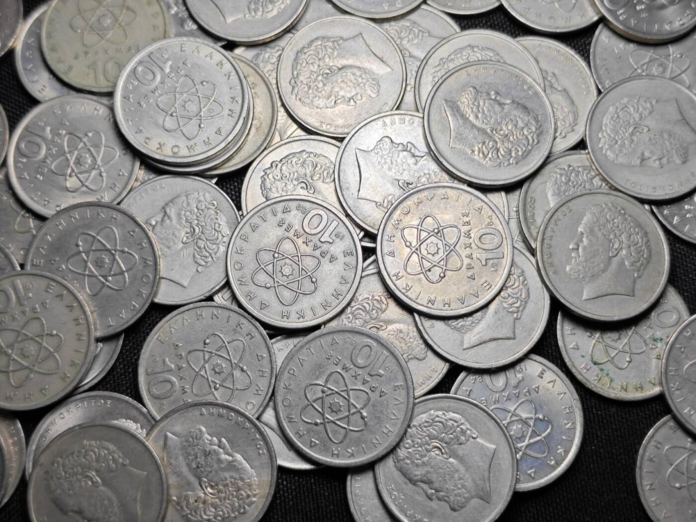 KK钱币收藏小铺   套币 批量/好品散币专场 2月预留时间 周末发货  希腊10德拉克马111枚一组