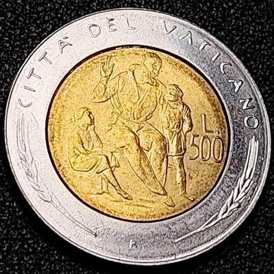 泉币菌-第201场- 新年快乐 新年第9场 本场拍品多 请提前出价（正月十五统一发货） - 原光美品 梵蒂冈1982年 教皇 约翰保罗二世 500里拉 双色币 25.8MM