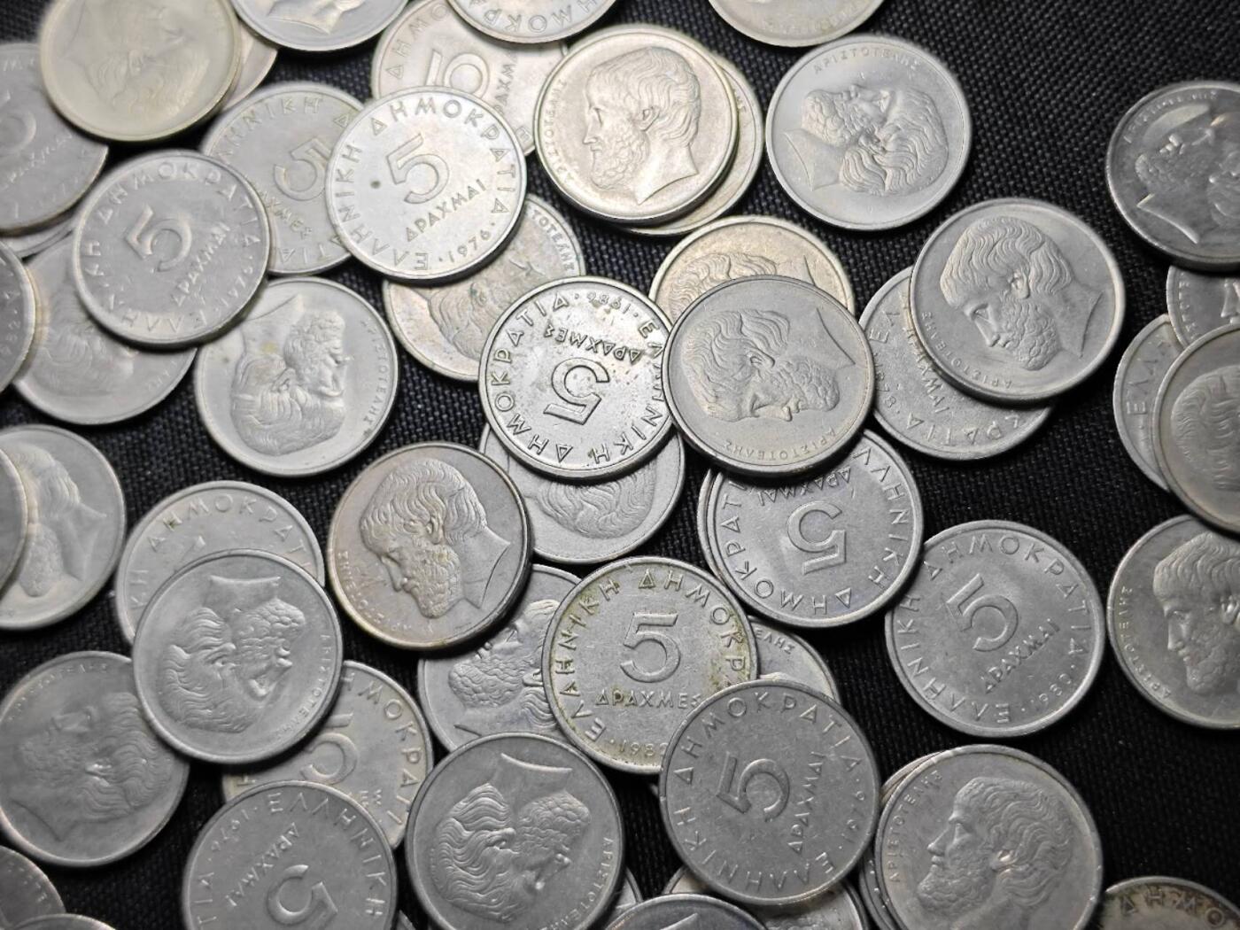 KK钱币收藏小铺   套币 批量/好品散币专场 2月预留时间 周末发货  希腊5德拉克马108枚一组