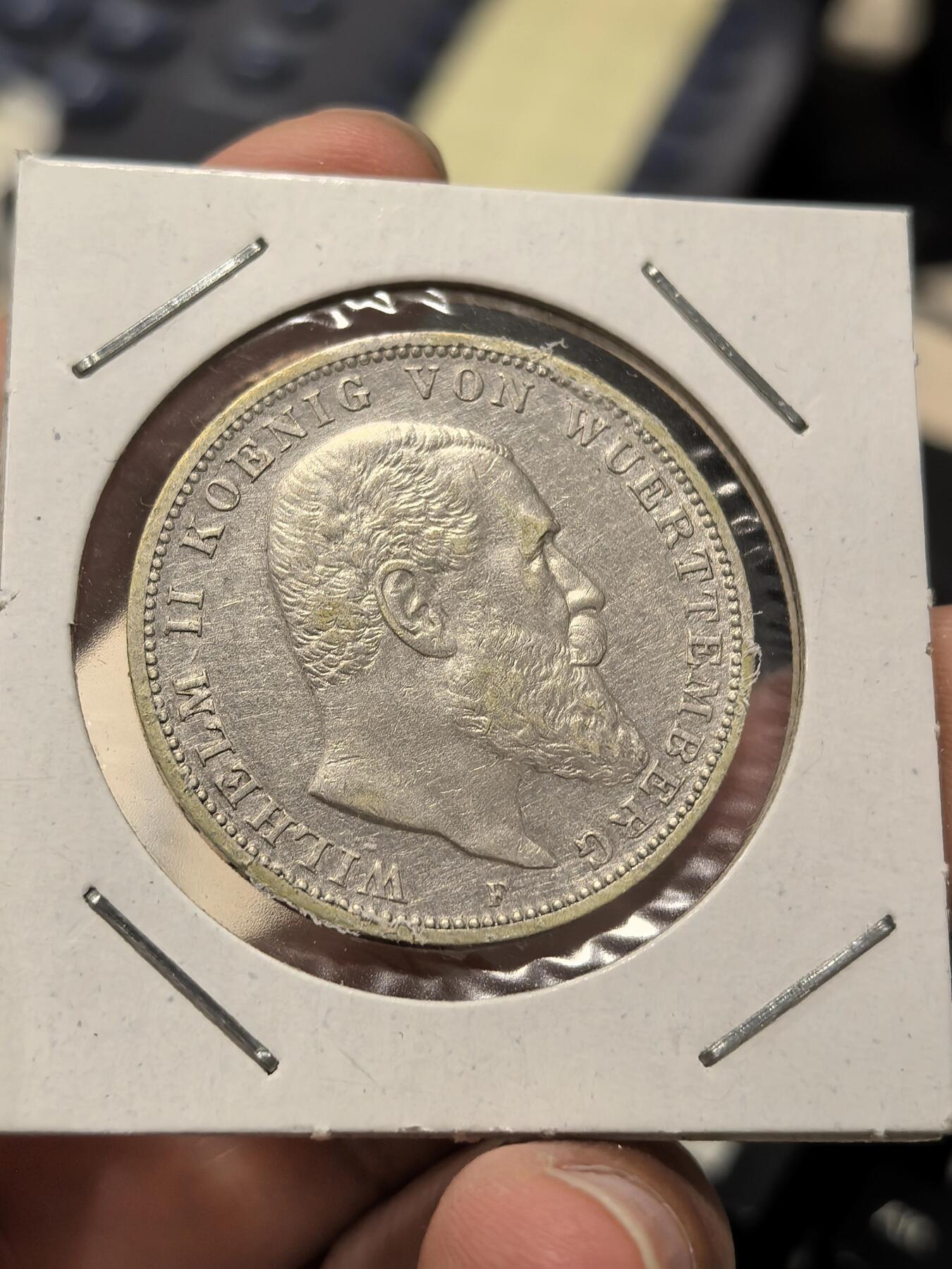 博洋堂世界钱币拍卖第162期（全场包邮） 德国符腾堡1909年3马克银币