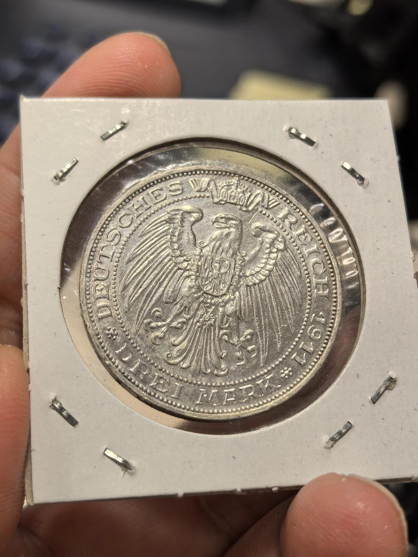 博洋堂世界钱币拍卖第162期（全场包邮） 德国普鲁士1911年布雷斯劳大学3马克银币