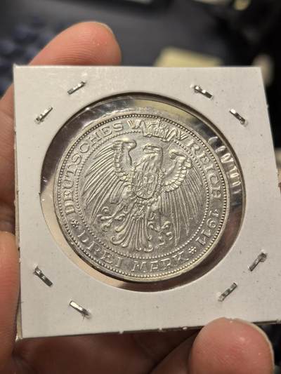 博洋堂世界钱币拍卖第162期（全场包邮） 德国普鲁士1911年布雷斯劳大学3马克银币