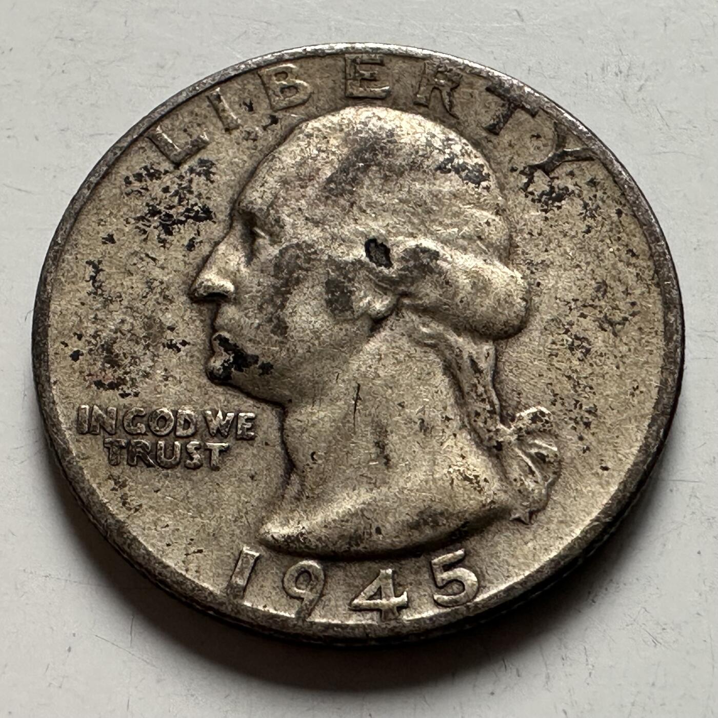 🌹外币初藏🌹🐯2026年第22场  每周二四六晚8️⃣点 接代拍 美国1945年华盛顿25分银币 6.25克90%银