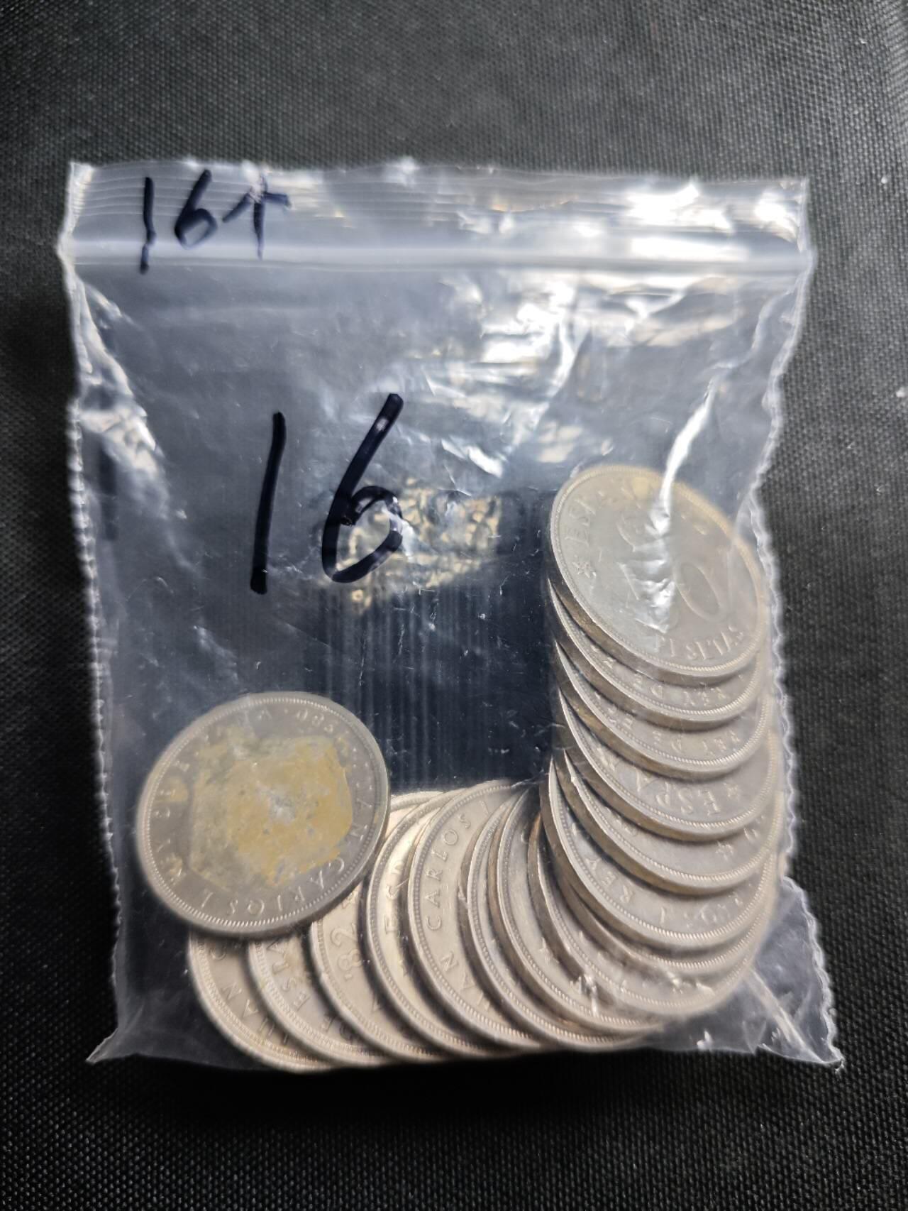 KK钱币收藏小铺   套币 批量/好品散币专场 2月预留时间 周末发货  西班牙50比塞塔纪念币 一组16枚