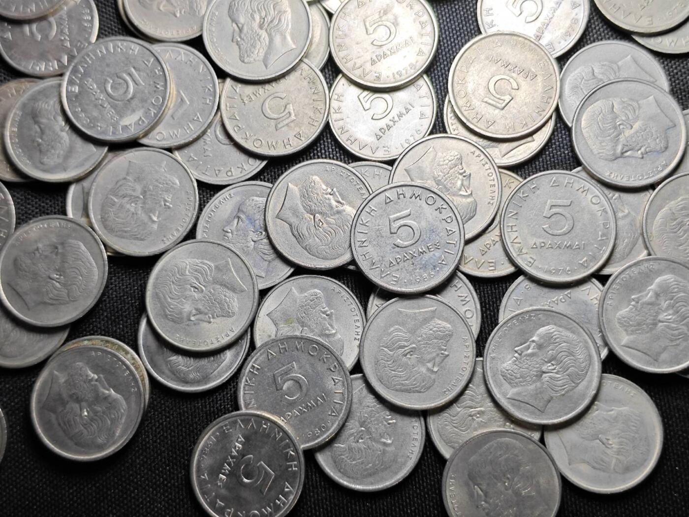 KK钱币收藏小铺   套币 批量/好品散币专场 2月预留时间 周末发货  希腊5德拉克马108枚一组