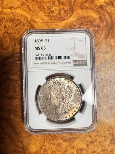 得物收藏 Chase Auction 第36期 - - 外钞、银元、民国钞和人民币混合场！（更新中） - 1898年美国摩根1元银币，NGC MS63！