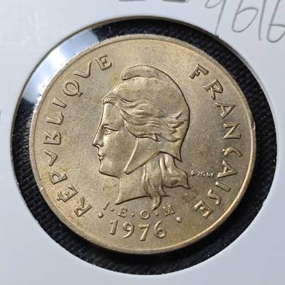 KK钱币收藏小铺  第396期  2月预留时间 周末发货 -  1976法属新喀里多尼亚100法郎 好品