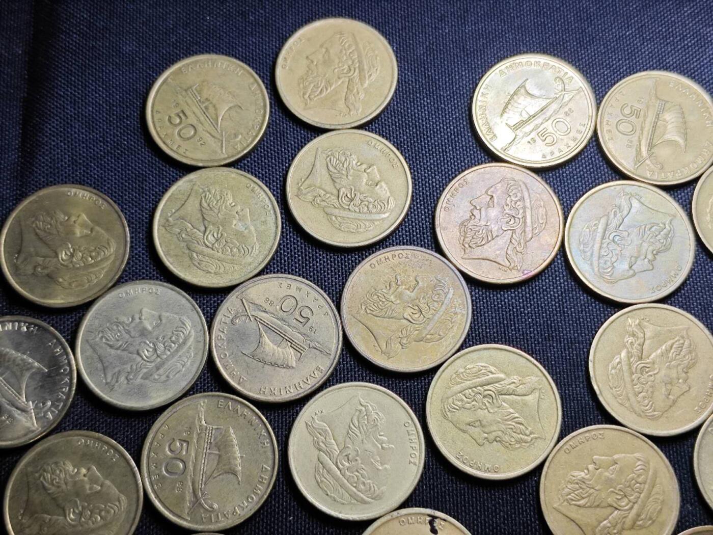 KK钱币收藏小铺   套币 批量/好品散币专场 2月预留时间 周末发货  希腊50德拉克马33枚一组