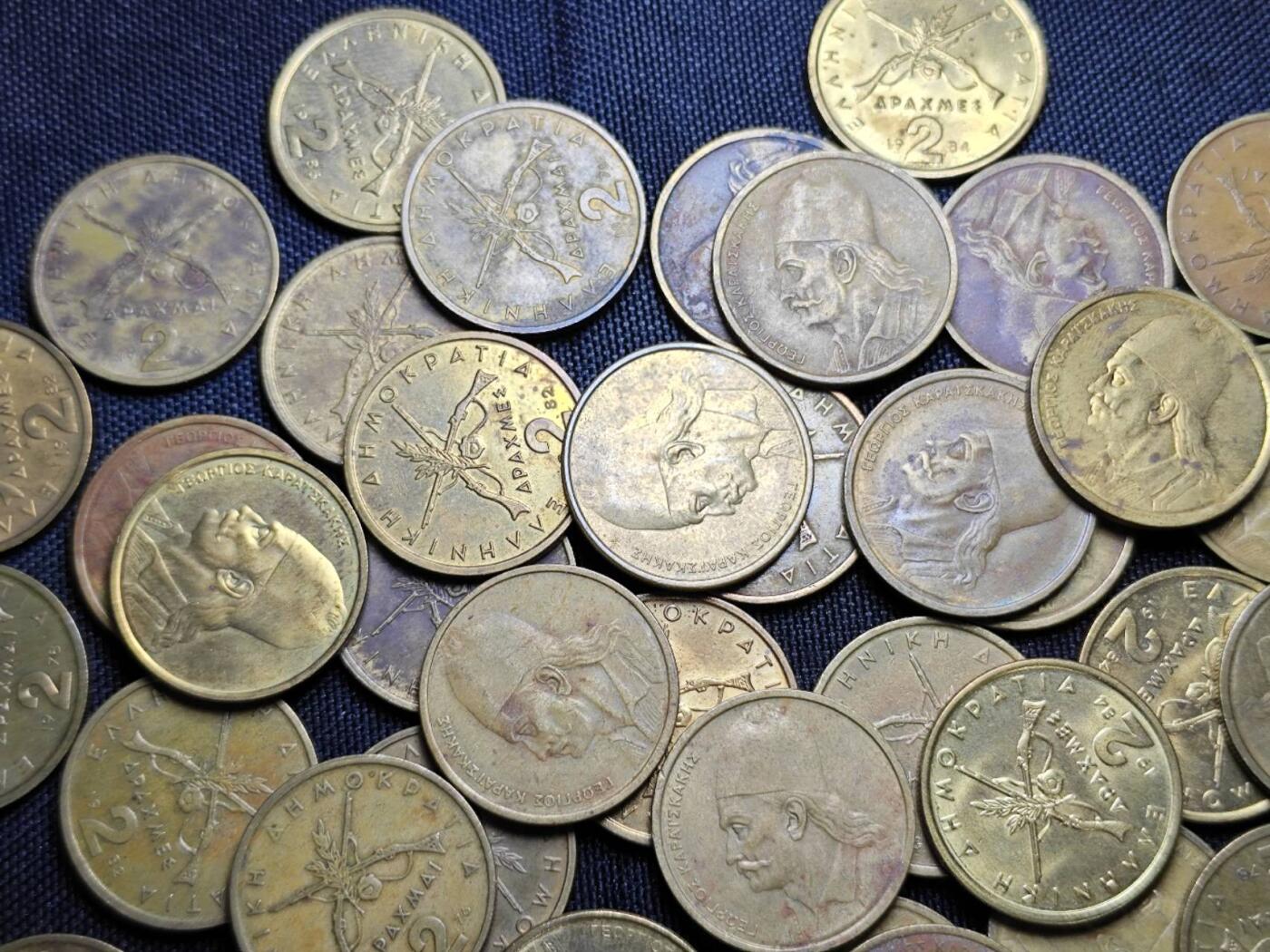 KK钱币收藏小铺   套币 批量/好品散币专场 2月预留时间 周末发货  希腊2德拉克马铜币65枚