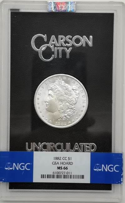 博洋堂世界钱币拍卖第162期（全场包邮） - NGC MS66 美国1882 CC 摩根 稀有卡森厂 GSA绝版大封装 麦稀奇所见最高分 车轮转光 铸打精细 霜感十足 不可错过的毕业级藏品