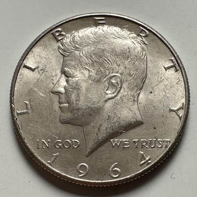 🌹外币初藏🌹🐯2026年第22场  每周二四六晚8️⃣点 接代拍 - 美国1964年肯尼迪 半元银币 12.5克90%高银