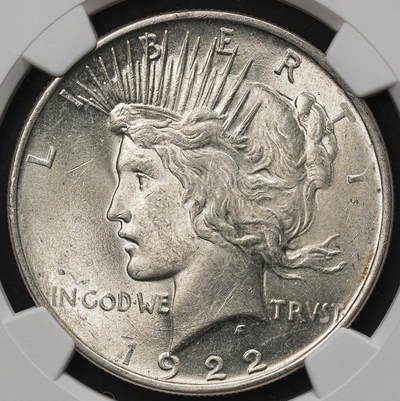 修遠堂世界钱币第106期，请看参拍说明 - NGC MS63 1922年美国和平鹰洋大银币