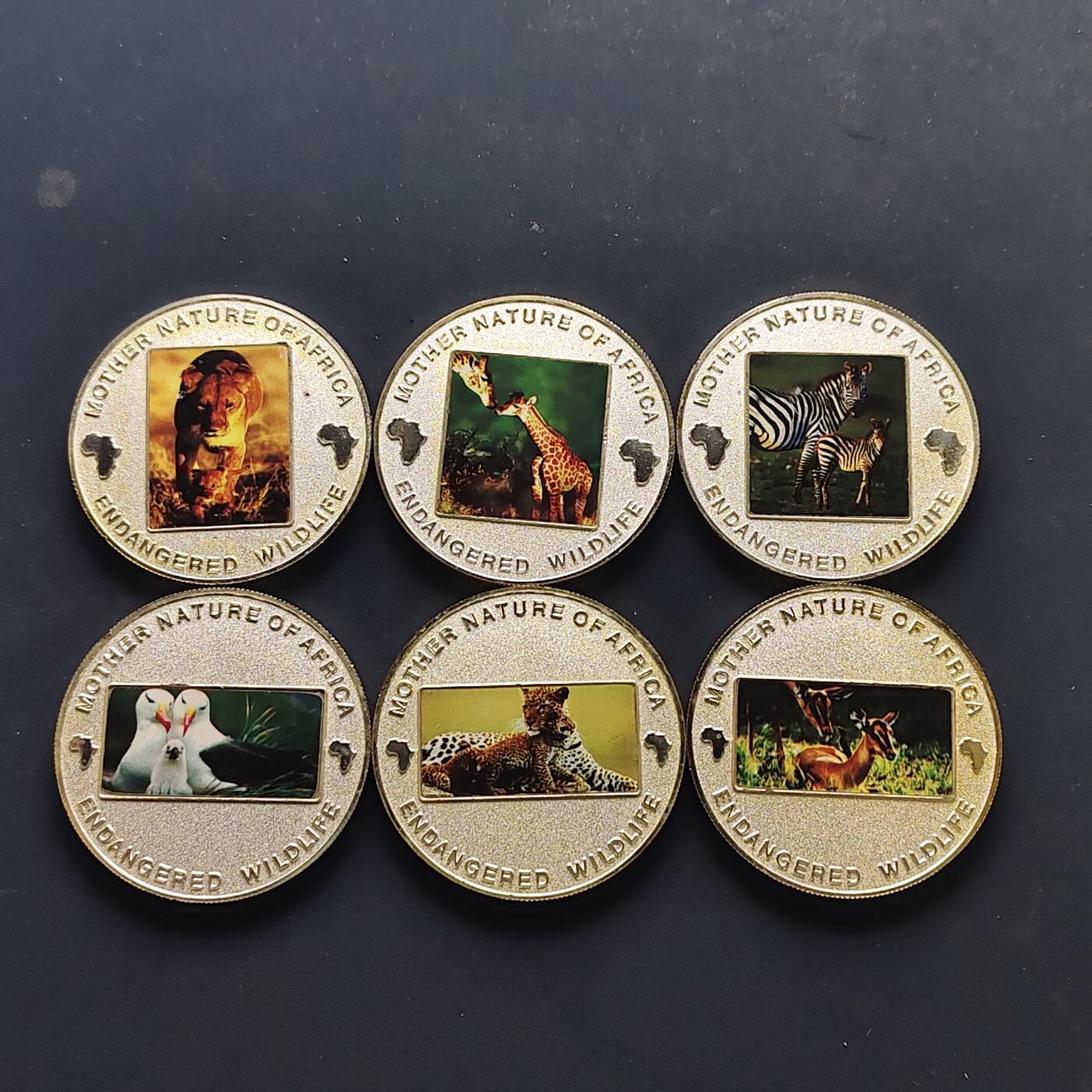 【全场包邮】纯粹捡漏拍507场-持续更新中 马拉维2004年10克瓦查濒危动物彩色精制克朗型镀银纪念币6枚全套