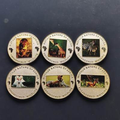 【全场包邮】纯粹捡漏拍507场-持续更新中 - 马拉维2004年10克瓦查濒危动物彩色精制克朗型镀银纪念币6枚全套
