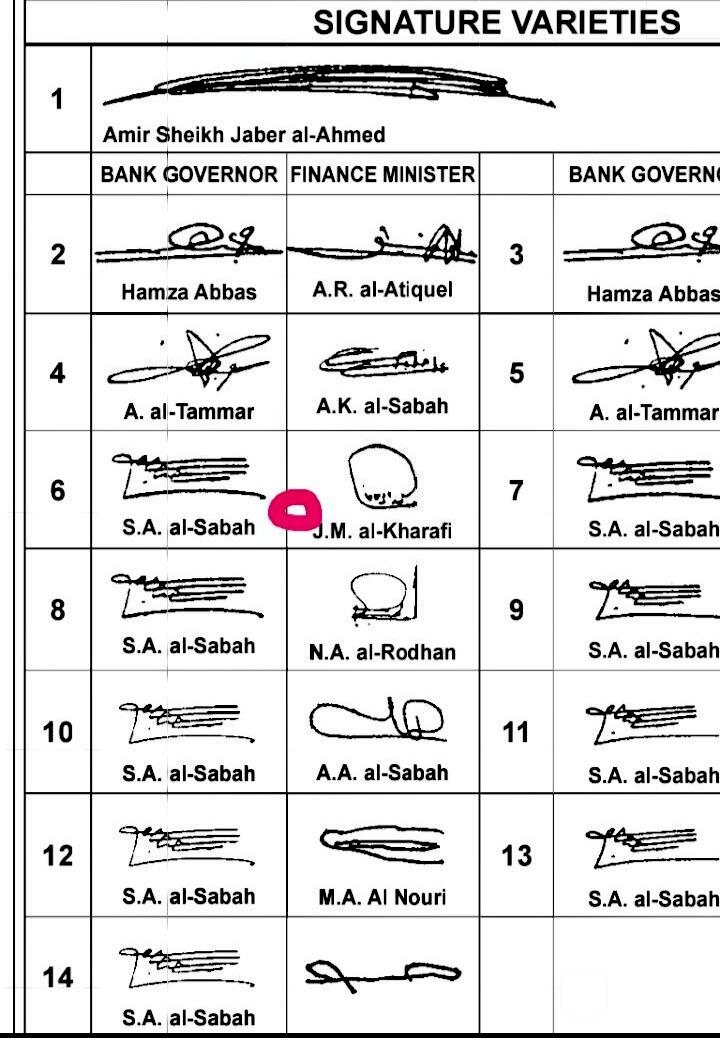 全新科威特1968年1第纳尔靓品纸币
