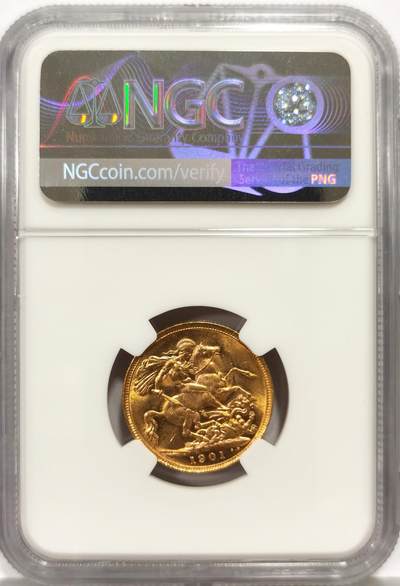 博洋堂世界钱币拍卖第162期（全场包邮） NGC MS61 英属澳大利亚1901马剑金币 8克 高分难得