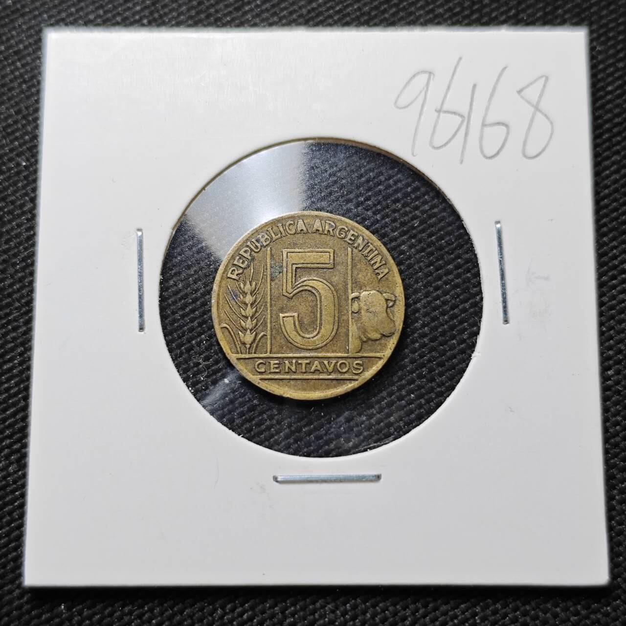 KK钱币收藏小铺  第396期  2月预留时间 周末发货 1958 阿根廷5分铜币