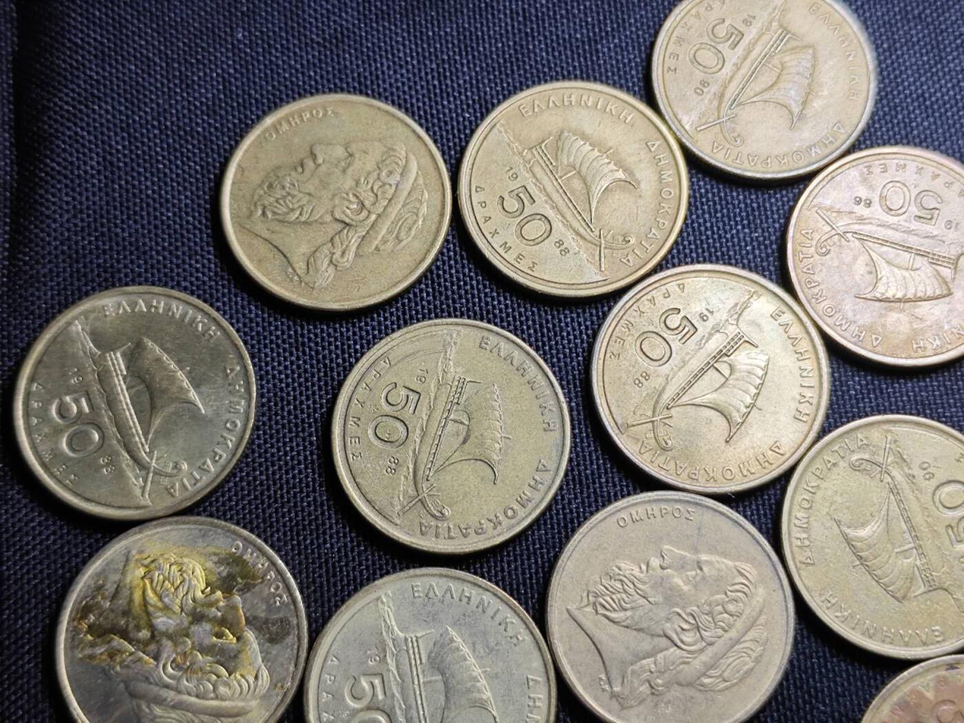 KK钱币收藏小铺   套币 批量/好品散币专场 2月预留时间 周末发货  希腊50德拉克马33枚一组