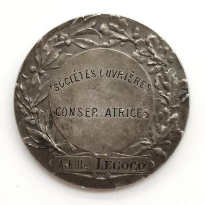 博洋堂世界钱币拍卖第162期（全场包邮） 法国新艺术大师博泰L.Bottee的经典戎装玛丽安娜银章，边铭丰饶角1argent，直径36mm，20.8克950银，品相非常好，有原装纸盒