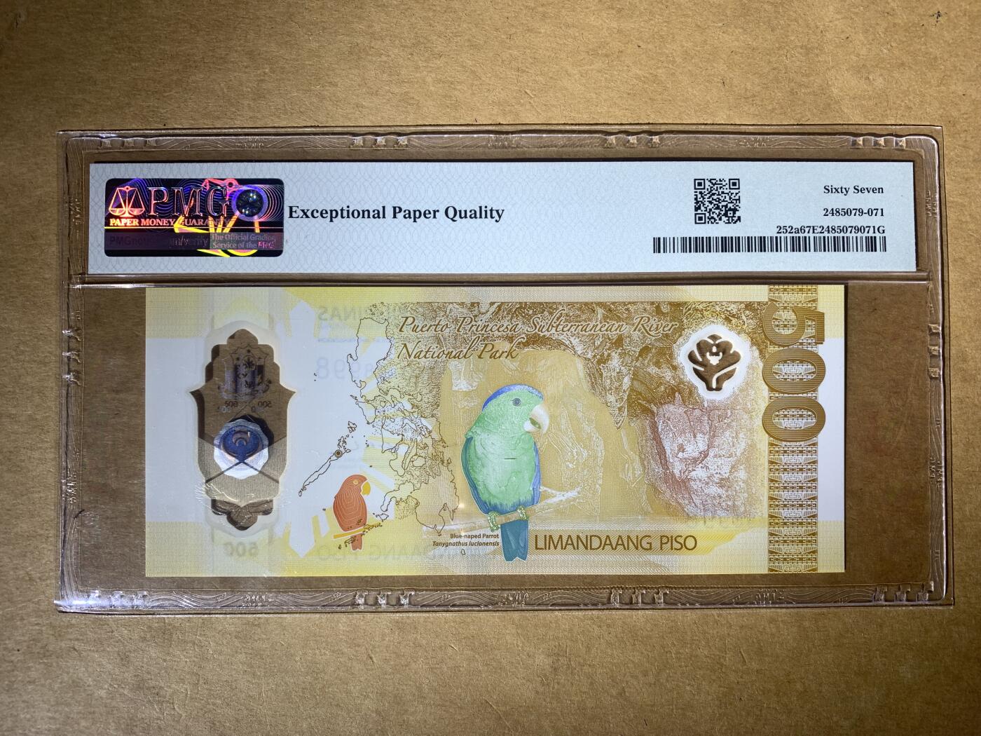 【礼羽收藏】🌏世界钱币拍卖126期 【AA3898998】全新UNC 2024年菲律宾500比索塑料钞 AA首发冠 无457尾8998  数三 389靓号  PMG67